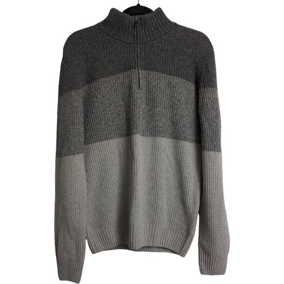 Giasone Gray Half Zip Color Block Ribbed Knit Wool Blend Sweater Mens Size M - Picture 1 of 7